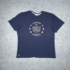 Lacoste T Shirt Mens XL Blue Tenacity Fairplay Victory Graphic tee slim fit